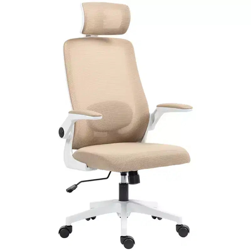 Sedia da ufficio ergonomica in rete con braccioli ribaltabili, poggiatesta e supporto lombare regolabili