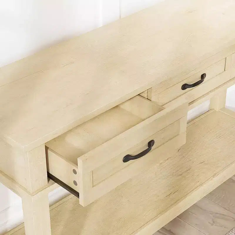 Consolle da ingresso da 54" con 3 cassetti e ripiano a 2 livelli, tavolino stretto per corridoio e soggiorno