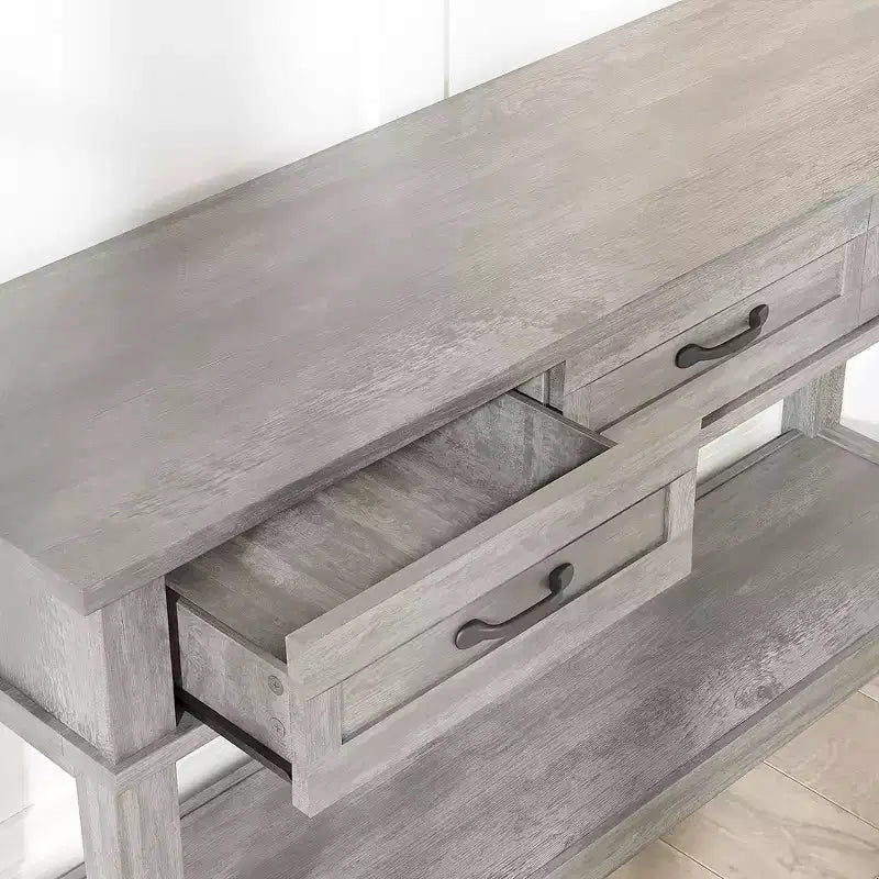 Consolle da ingresso da 54" con 3 cassetti e ripiano a 2 livelli, tavolino stretto per corridoio e soggiorno