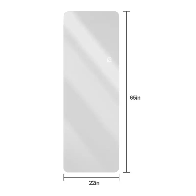 Specchio a parete a figura intera LED da 65", con angoli arrotondati senza cornice, 3 modalità di illuminazione, rettangolare
