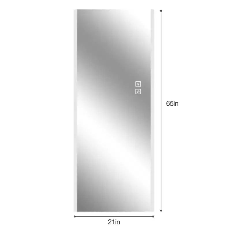 Specchio LED a figura intera da 65", 3 modalità di illuminazione, montaggio a parete o appoggio, rettangolare