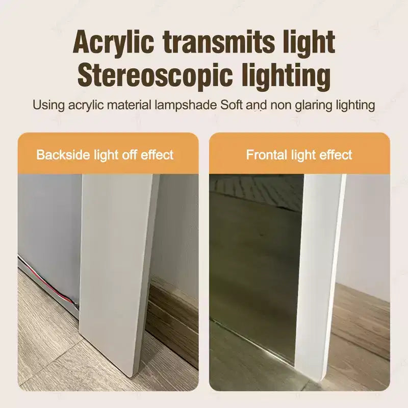 Specchio LED a figura intera da 65", 3 modalità di illuminazione, montaggio a parete o appoggio, rettangolare