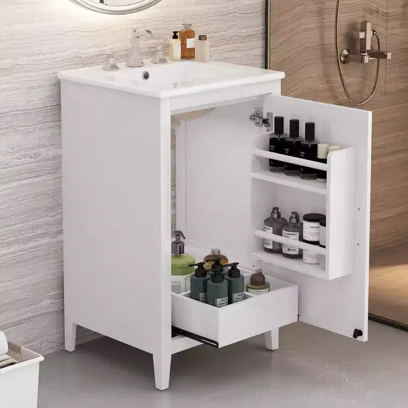 Mobiletto da bagno da 20 pollici con lavabo, sportello e mensola