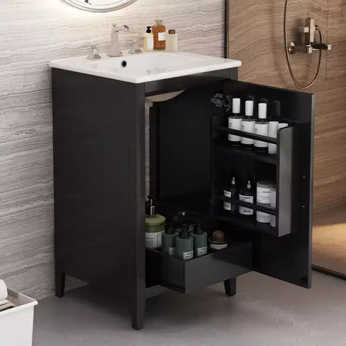 Mobiletto da bagno da 20 pollici con lavabo, sportello e mensola