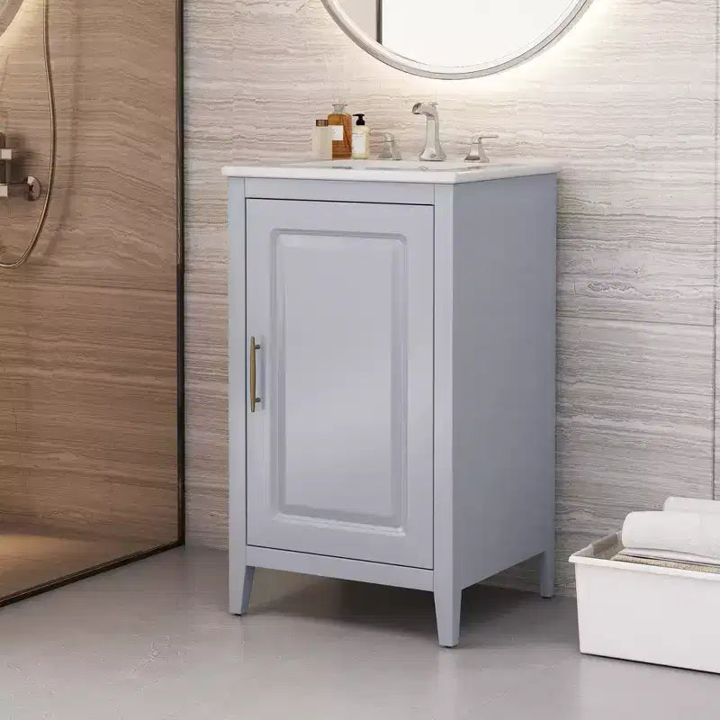 Okak 20 Inch Bathroom Organizer Bathroom Storage Cabinet with Sink Vanity with Door Shelf
