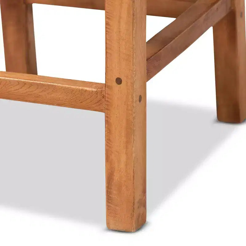 Sgabello da Bar Altezza Bancone in Rattan e Legno di Mango, Stile Bohemien, Naturale/Noce, Nessun Montaggio Richiesto