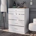 HOMES: Inside + Out Garneta 5 Drawer Chest with Jewelry Drawers White: Modern Vertical Dresser, Anti-Tip Hardware, Glossy Finish