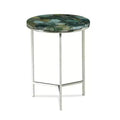 Foster Agate Top Round Chairside Table Emerald Green - Steve Silver Co.: Chrome Base, Spa-Toned Stone, Modern Luxury
