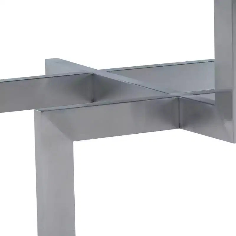 Tavolino da caffè in legno grigio con gambe in argento spazzolato, resistente all'acqua, senza montaggio, 51 pollici