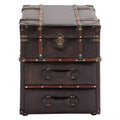 Wood and Faux Leather Trunk End Table Espresso Brown - Olivia & May: No Assembly, 2 Drawers, Indoor Use