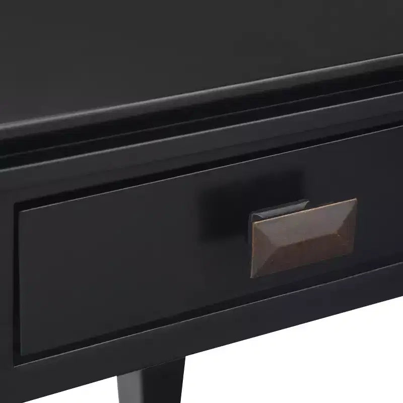 Tavolino da salotto quadrato da 21" in legno massello con cassetto, stile contemporaneo, accessori in bronzo, marrone
