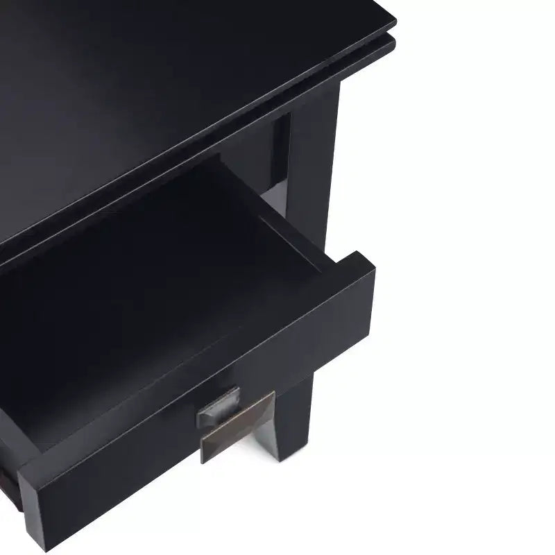 Tavolino da salotto quadrato da 21" in legno massello con cassetto, stile contemporaneo, accessori in bronzo, marrone