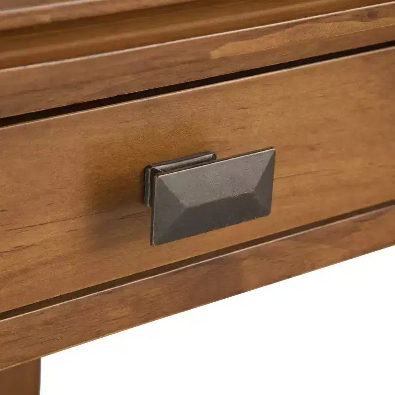 Tavolino da salotto quadrato da 21" in legno massello con cassetto, stile contemporaneo, accessori in bronzo, marrone
