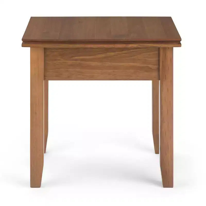 Tavolino da salotto quadrato da 21" in legno massello con cassetto, stile contemporaneo, accessori in bronzo, marrone