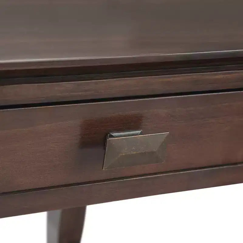Tavolino da salotto quadrato da 21" in legno massello con cassetto, stile contemporaneo, accessori in bronzo, marrone
