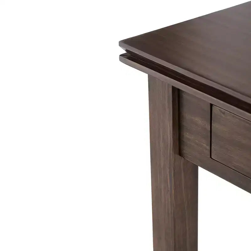 Tavolino da salotto quadrato da 21" in legno massello con cassetto, stile contemporaneo, accessori in bronzo, marrone