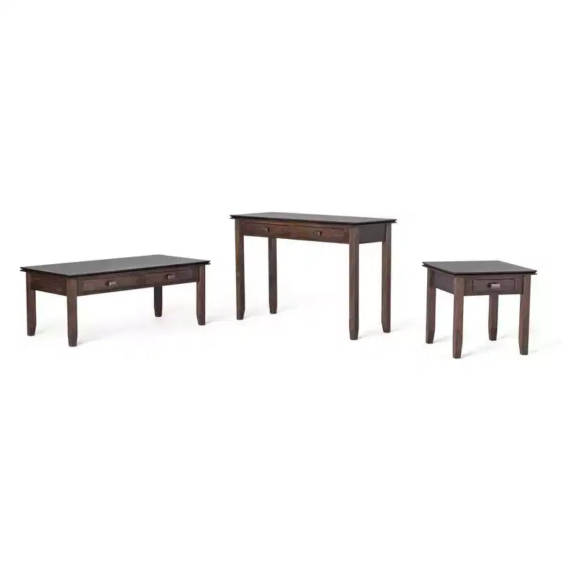 Tavolino da salotto quadrato da 21" in legno massello con cassetto, stile contemporaneo, accessori in bronzo, marrone