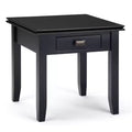 Tavolino da salotto quadrato da 21" in legno massello con cassetto, stile contemporaneo, accessori in bronzo, marrone