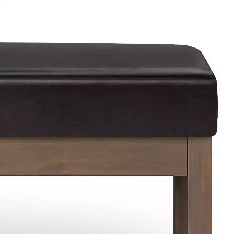 Grande panca pouf imbottita, similpelle, nera, 112 cm