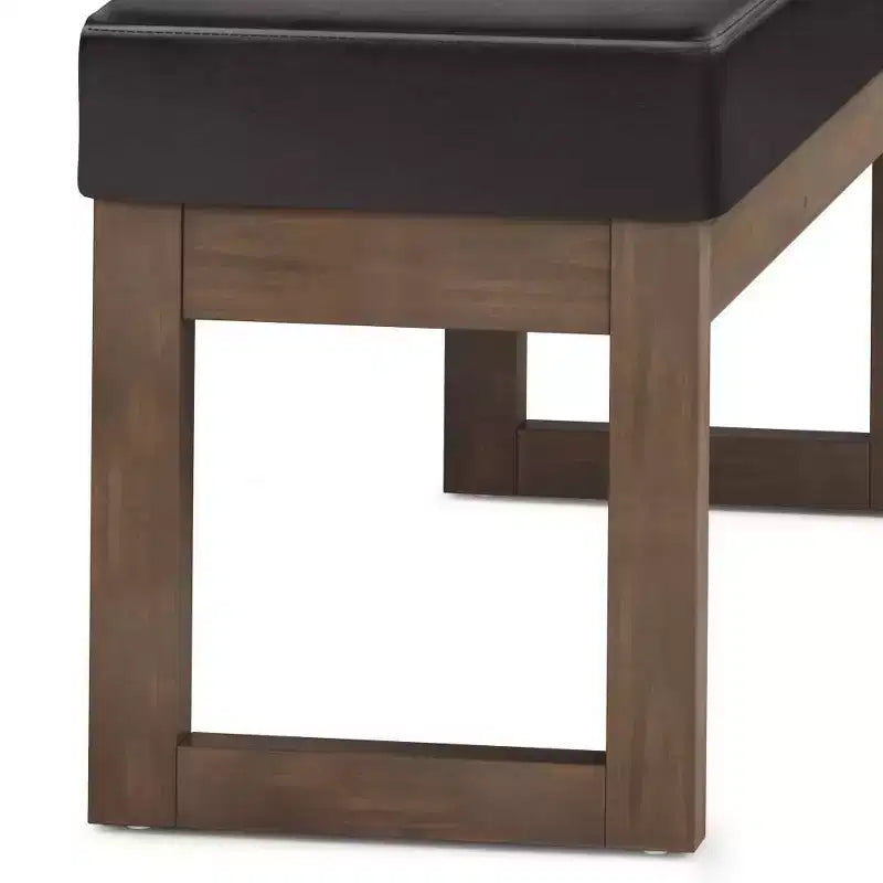 Grande panca pouf imbottita, similpelle, nera, 112 cm