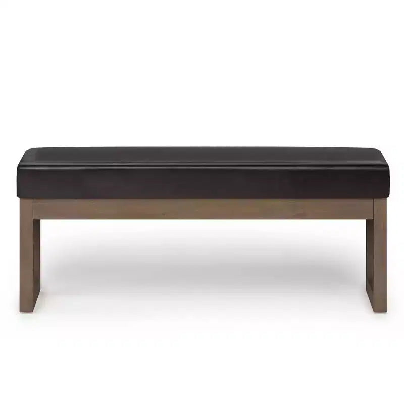 Grande panca pouf imbottita, similpelle, nera, 112 cm