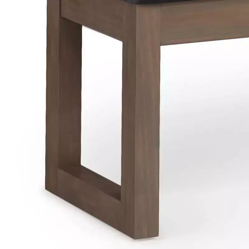 Grande panca pouf imbottita, similpelle, nera, 112 cm