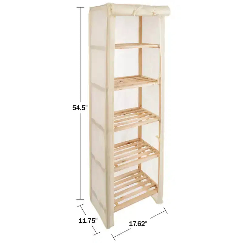 Scaffale a 5 ripiani in legno con copertura rimovibile
