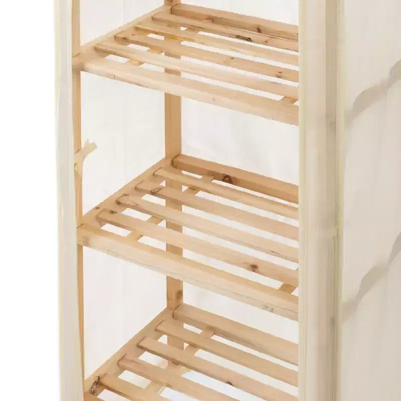 Scaffale a 5 ripiani in legno con copertura rimovibile